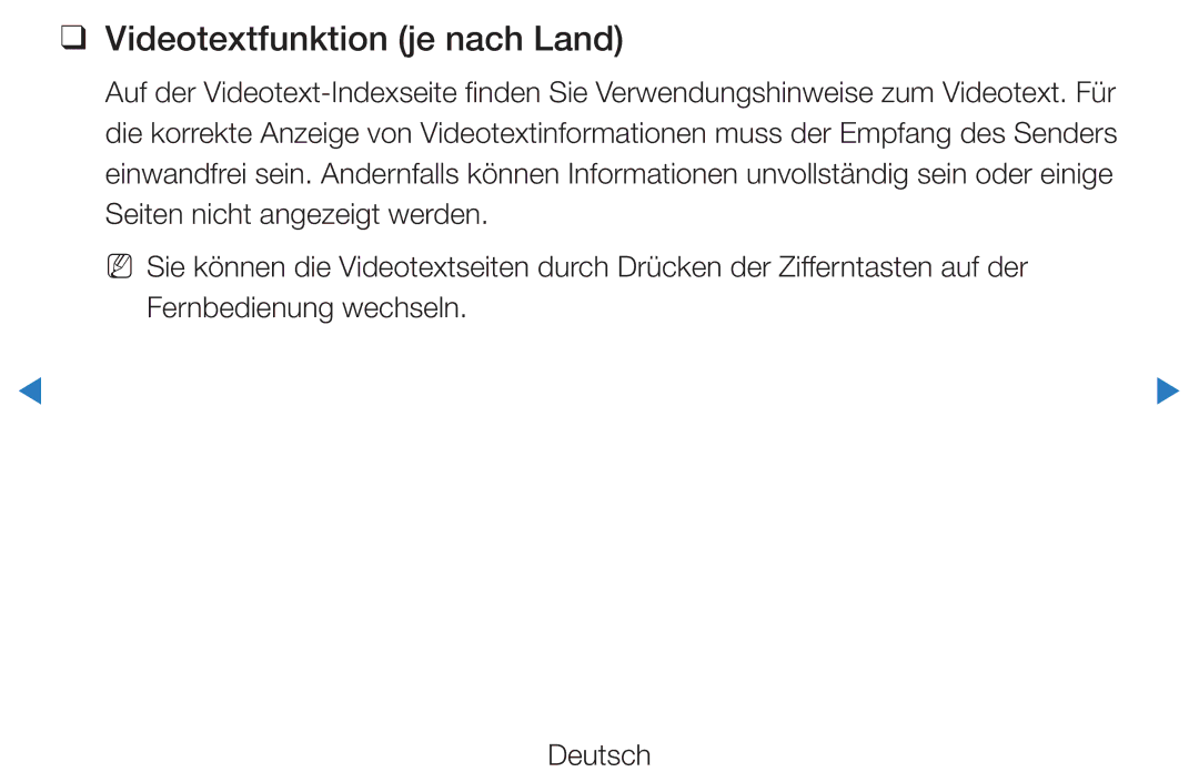 Samsung UE40D5720RSXZF, UE46D5500RWXXH, UE40D5720RSXXN, UE40D5500RWXXH, UE32D5720RSXZG manual Videotextfunktion je nach Land 
