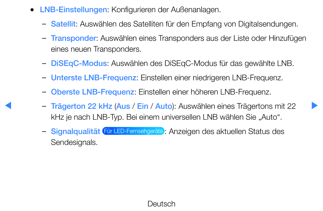 Samsung UE32D5500RWXXH, UE46D5500RWXXH, UE40D5720RSXXN, UE40D5500RWXXH manual LNB-Einstellungen Konfigurieren der Außenanlagen 