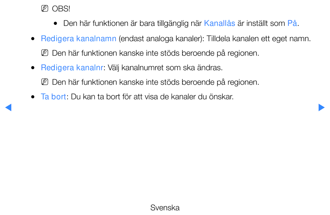 Samsung UE46D5705RSXXE, UE46D5725RSXXE, UE37D5705RSXXE, UE32D5727RKXXE manual Redigera kanalnr Välj kanalnumret som ska ändras 