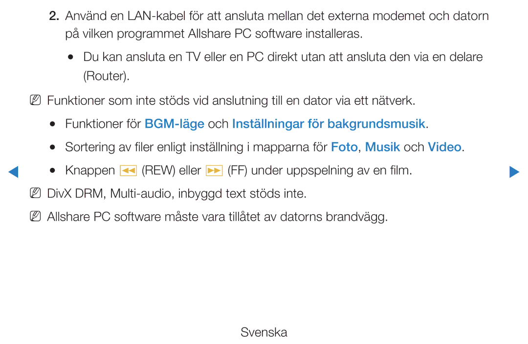 Samsung UE46D5725RSXXE, UE37D5705RSXXE, UE32D5727RKXXE manual Funktioner för BGM-läge och Inställningar för bakgrundsmusik 