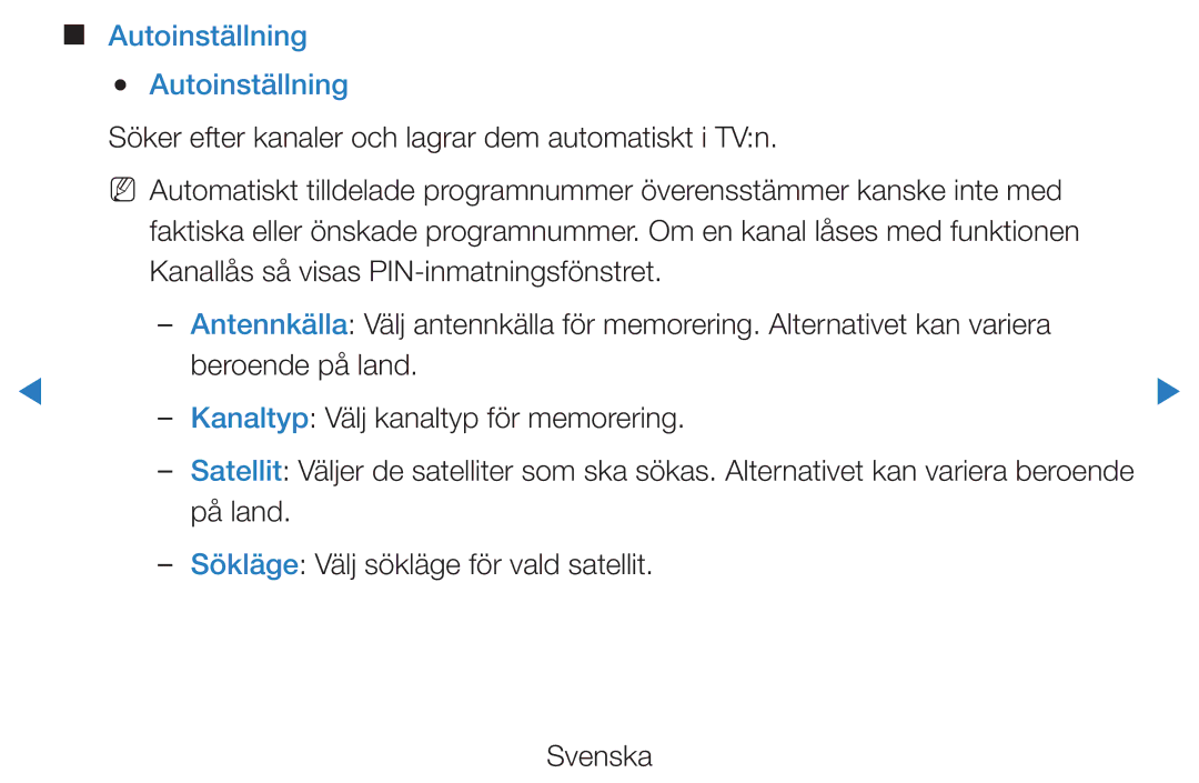 Samsung UE46D5705RSXXE, UE46D5725RSXXE manual Autoinställning, På land Sökläge Välj sökläge för vald satellit Svenska 