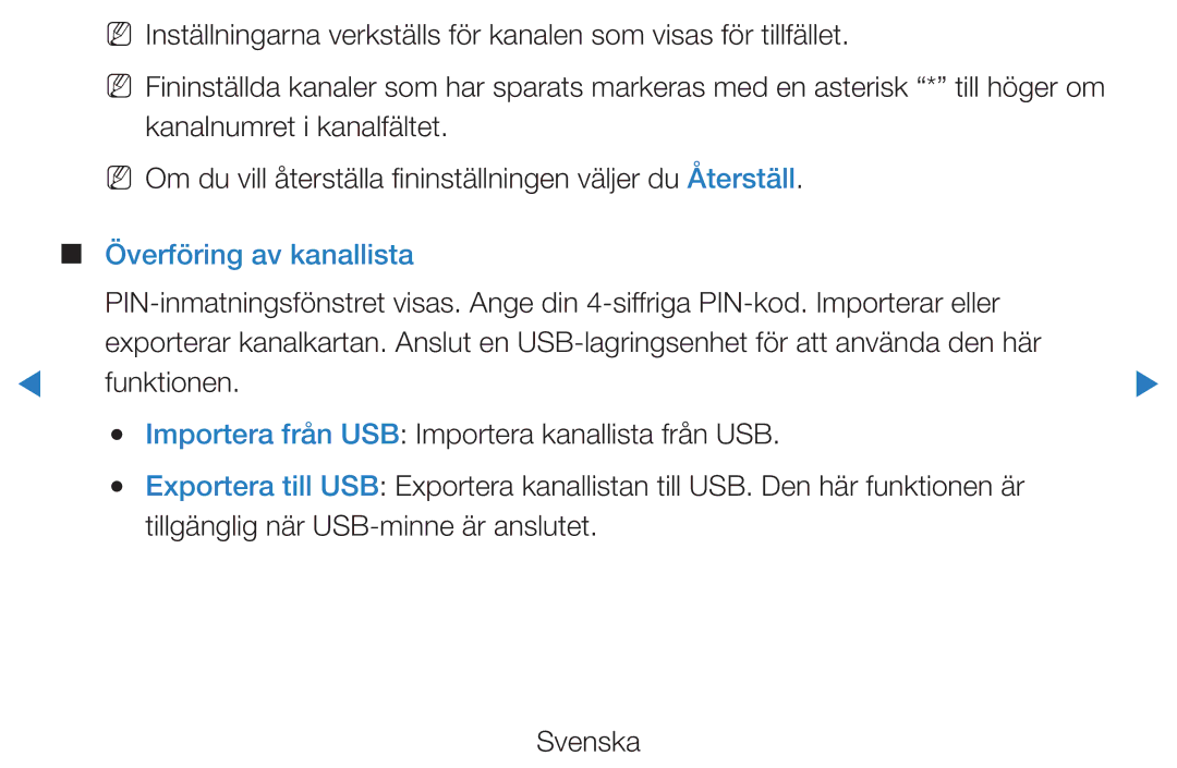 Samsung UE46D5705RSXXE, UE46D5725RSXXE, UE37D5705RSXXE, UE32D5727RKXXE, UE32D5705RSXXE manual Överföring av kanallista 