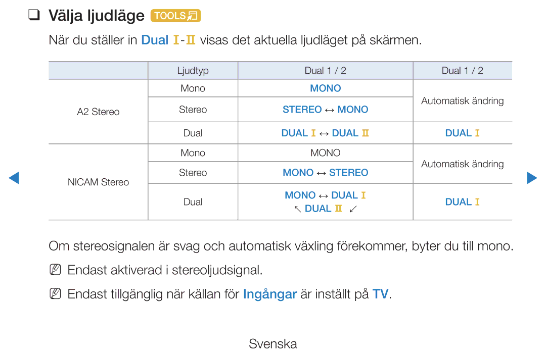 Samsung UE37D5725RSXXE, UE46D5725RSXXE, UE37D5705RSXXE, UE32D5727RKXXE, UE32D5705RSXXE, UE32D5707RKXXE manual Välja ljudläge t 