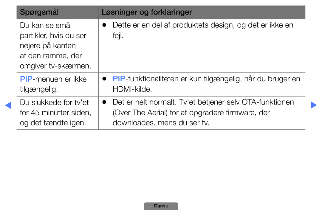 Samsung UE32D4004BWXXE, UE46D5727RKXXE, UE26D4004BWXXE manual PIP-funktionaliteten er kun tilgængelig, når du bruger en 