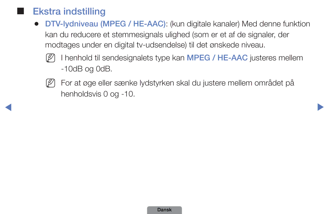 Samsung UE46D5727RKXXE, UE26D4004BWXXE, UE40D5004BWXXE, UE32D4004BWXXE, UE19D4004BWXXE, UE22D5004BWXXE manual Ekstra indstilling 
