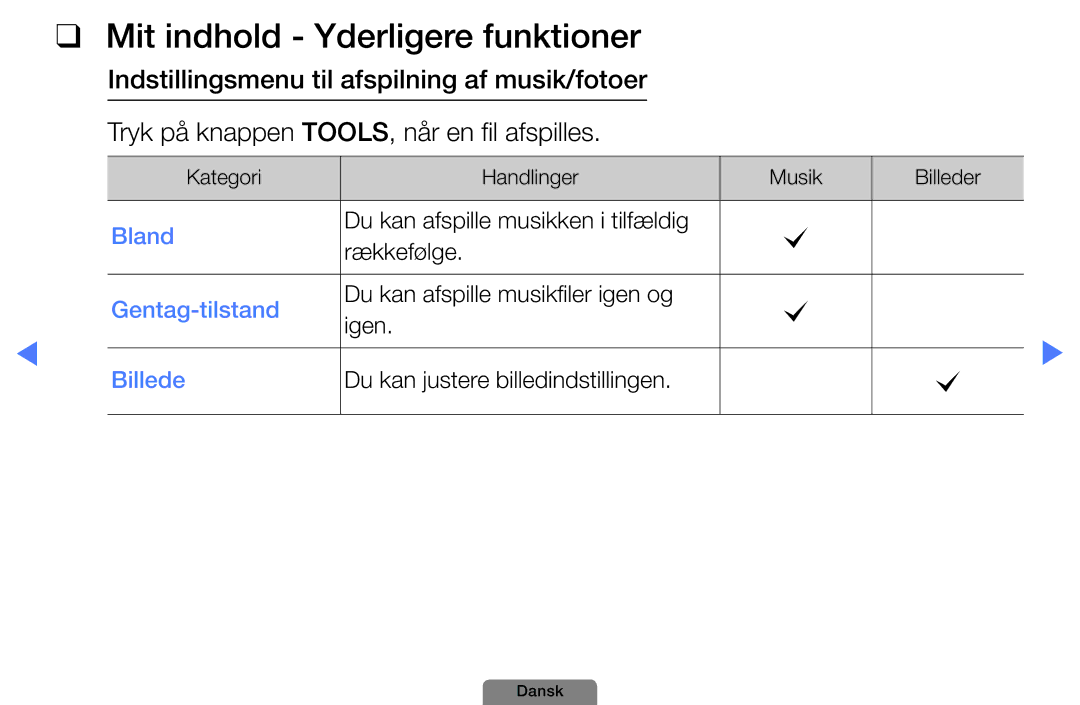 Samsung UE26D4004BWXXE, UE46D5727RKXXE, UE40D5004BWXXE, UE32D4004BWXXE, UE19D4004BWXXE manual Mit indhold Yderligere funktioner 