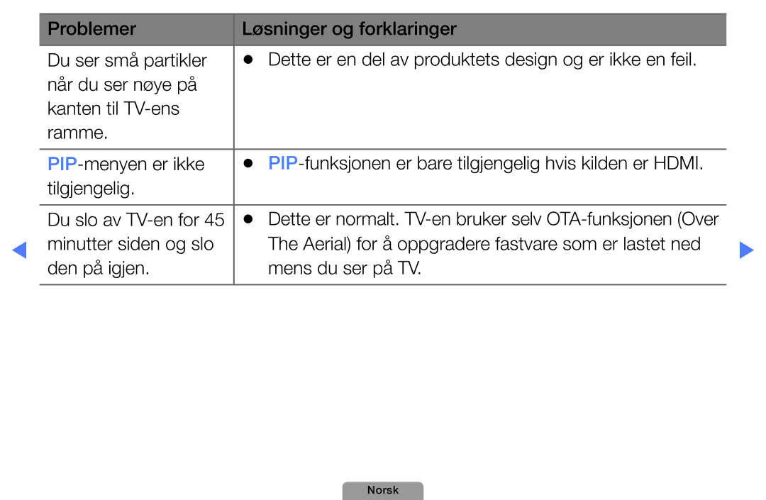 Samsung UE32D4004BWXXE, UE46D5727RKXXE, UE26D4004BWXXE Tilgjengelig, Minutter siden og slo, Den på igjen Mens du ser på TV 