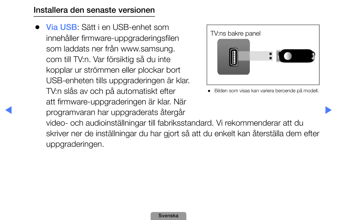 Samsung UE22D5004BWXXE, UE46D5727RKXXE, UE26D4004BWXXE, UE40D5004BWXXE, UE32D4004BWXXE, UE19D4004BWXXE manual TVns bakre panel 