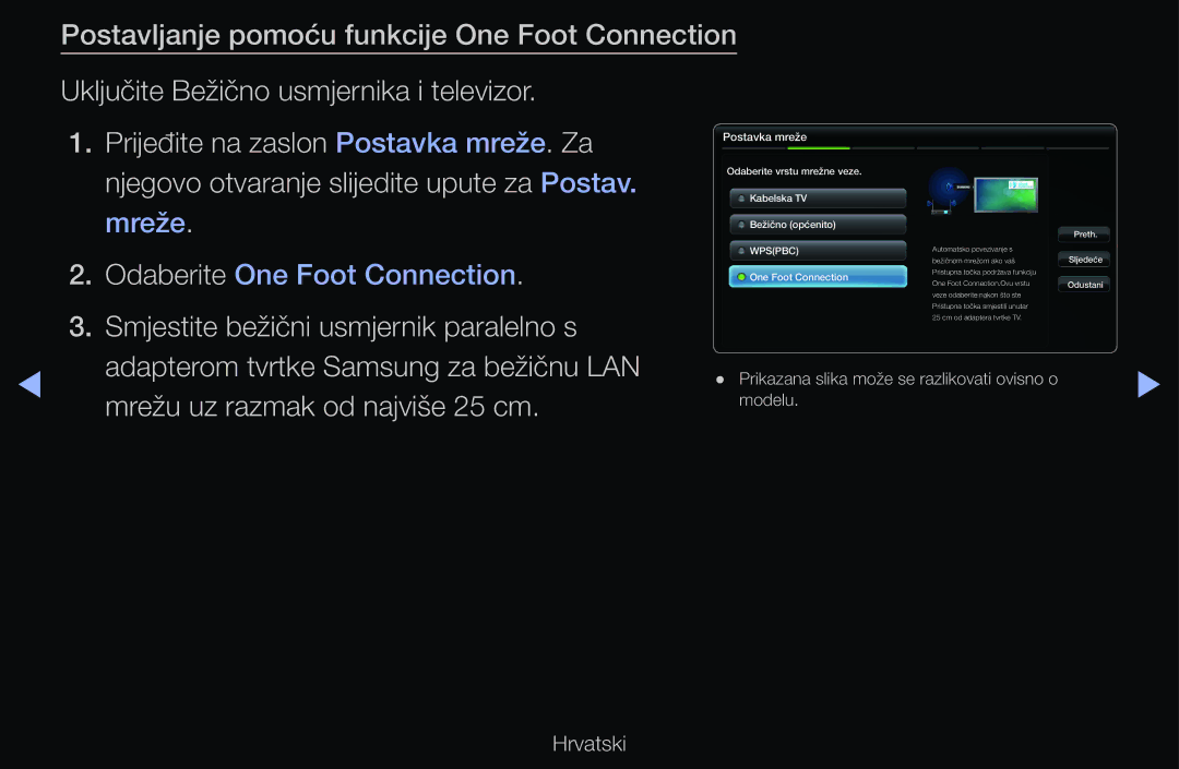 Samsung UE37D6750WSXXH, UE46D6530WSXXH manual Smjestite bežični usmjernik paralelno s, Mrežu uz razmak od najviše 25 cm 