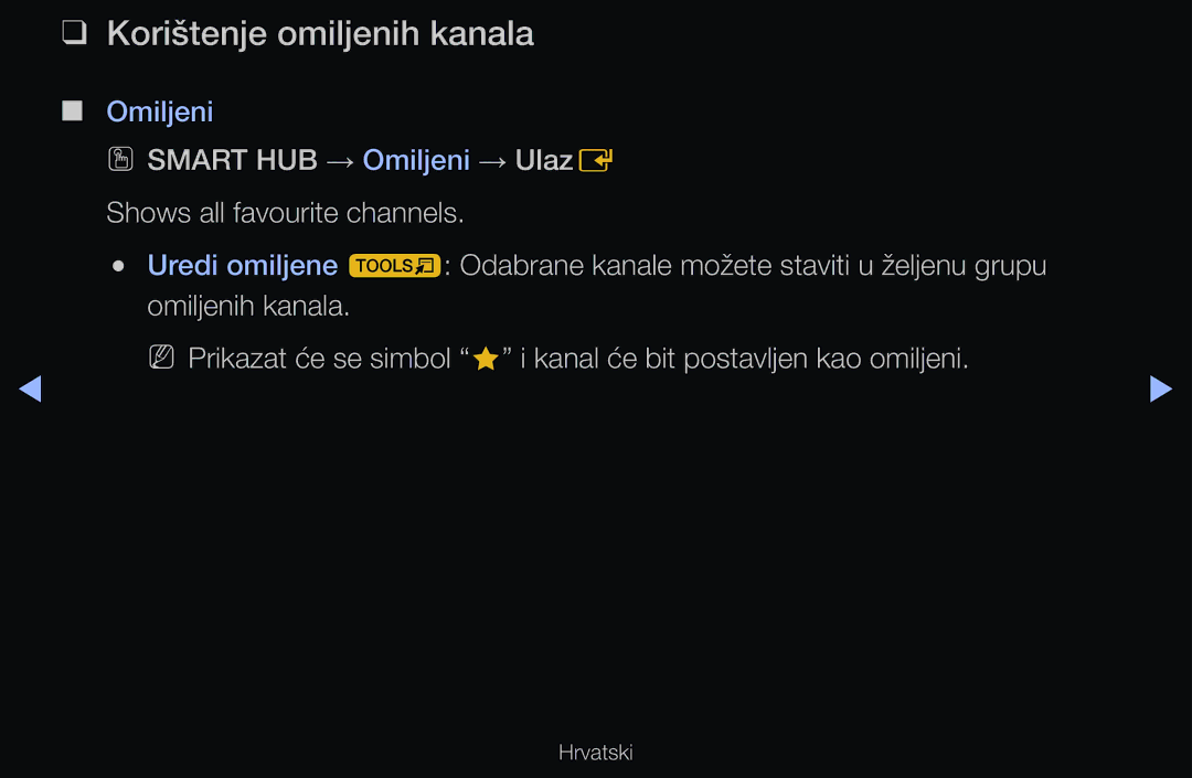 Samsung UE37D6000TWXXH, UE46D6530WSXXH, UE40D6000TWXXH, UE32D6510WSXXH, UE40D6120SWXXH manual Korištenje omiljenih kanala 