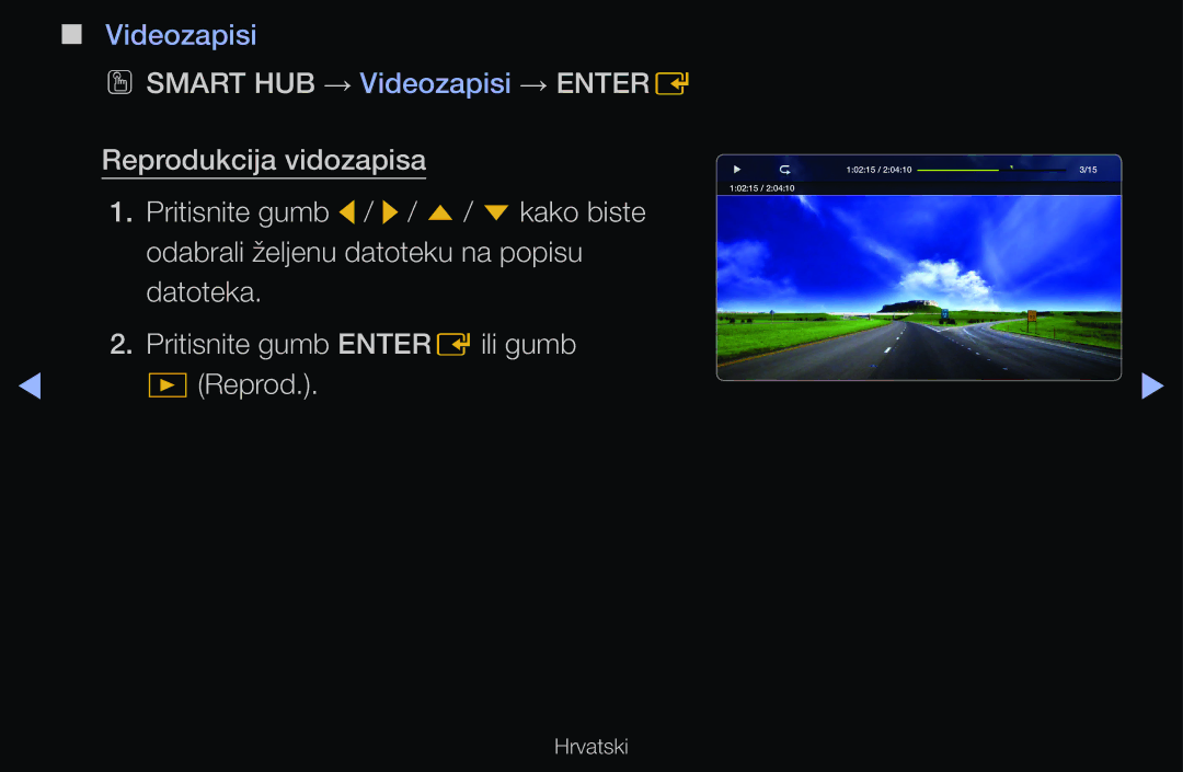 Samsung UE55D6000TWXXH, UE46D6530WSXXH, UE40D6000TWXXH manual OO Smart HUB → Videozapisi → Entere Reprodukcija vidozapisa 