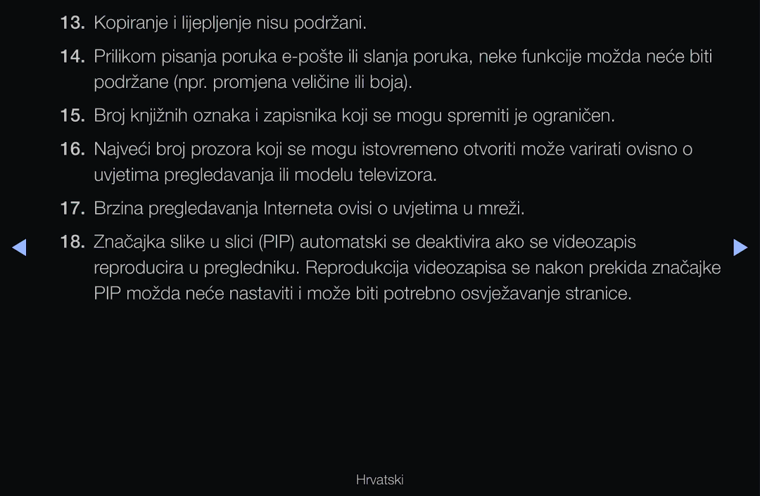 Samsung UE55D6530WSXXH, UE46D6530WSXXH, UE40D6000TWXXH, UE32D6510WSXXH, UE40D6120SWXXH Kopiranje i lijepljenje nisu podržani 