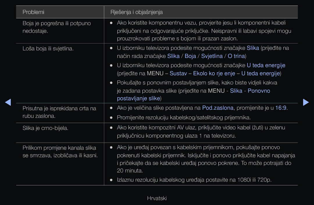 Samsung UE55D6120SWXXH, UE46D6530WSXXH, UE40D6000TWXXH manual Način rada značajke Slika / Boja / Svjetlina / Oštrina 