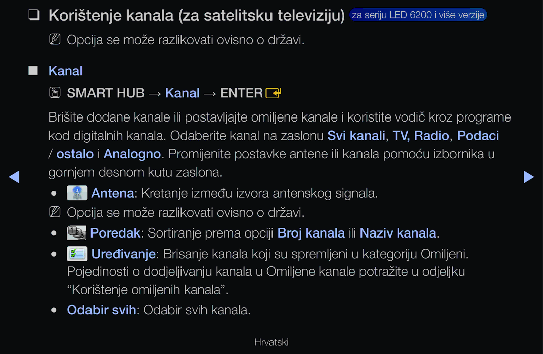Samsung UE40D6510WSXXH, UE46D6530WSXXH manual NN Opcija se može razlikovati ovisno o državi, OO Smart HUB → Kanal → Entere 