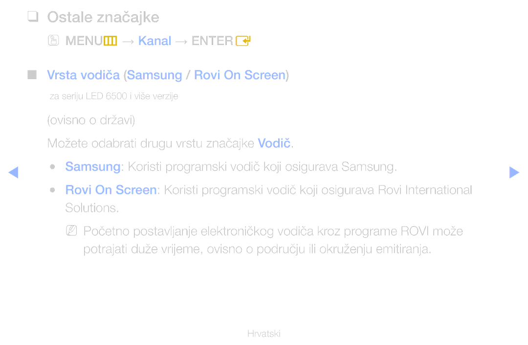 Samsung UE46D6530WSXXH, UE40D6000TWXXH, UE32D6510WSXXH, UE40D6120SWXXH manual Ostale značajke, OO MENUm → Kanal → Entere 