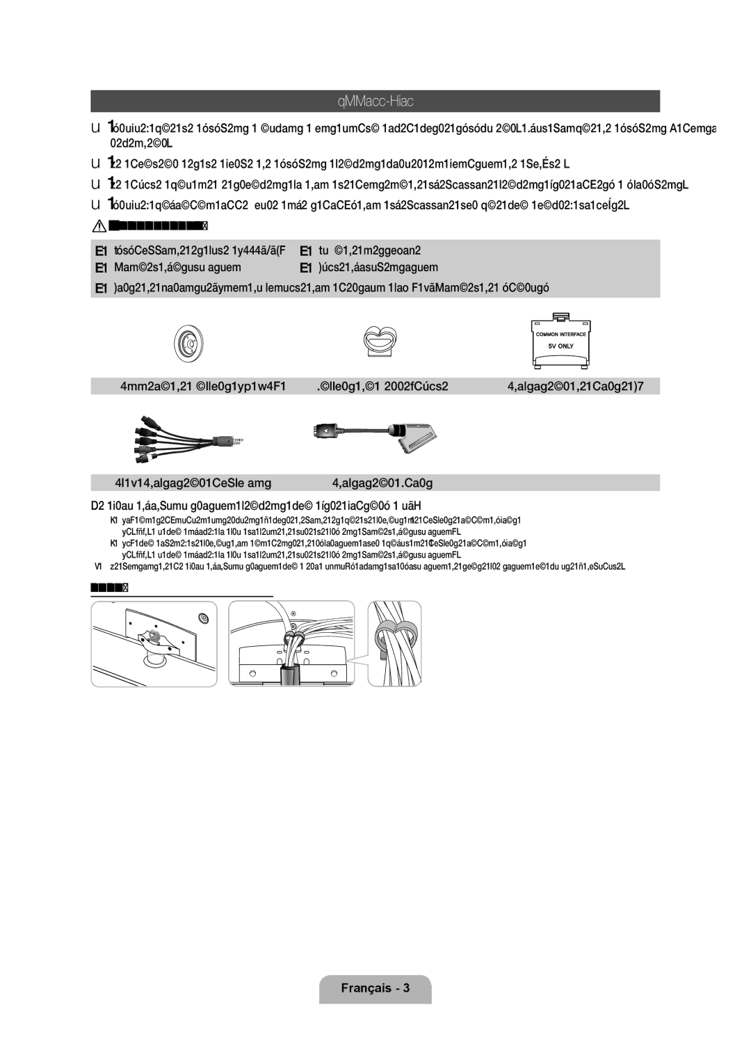 Samsung UE32D6510WSXXC, UE46D6530WSXXN manual Accessoires, Tissu de nettoyage, Installation du support du serre-câble 