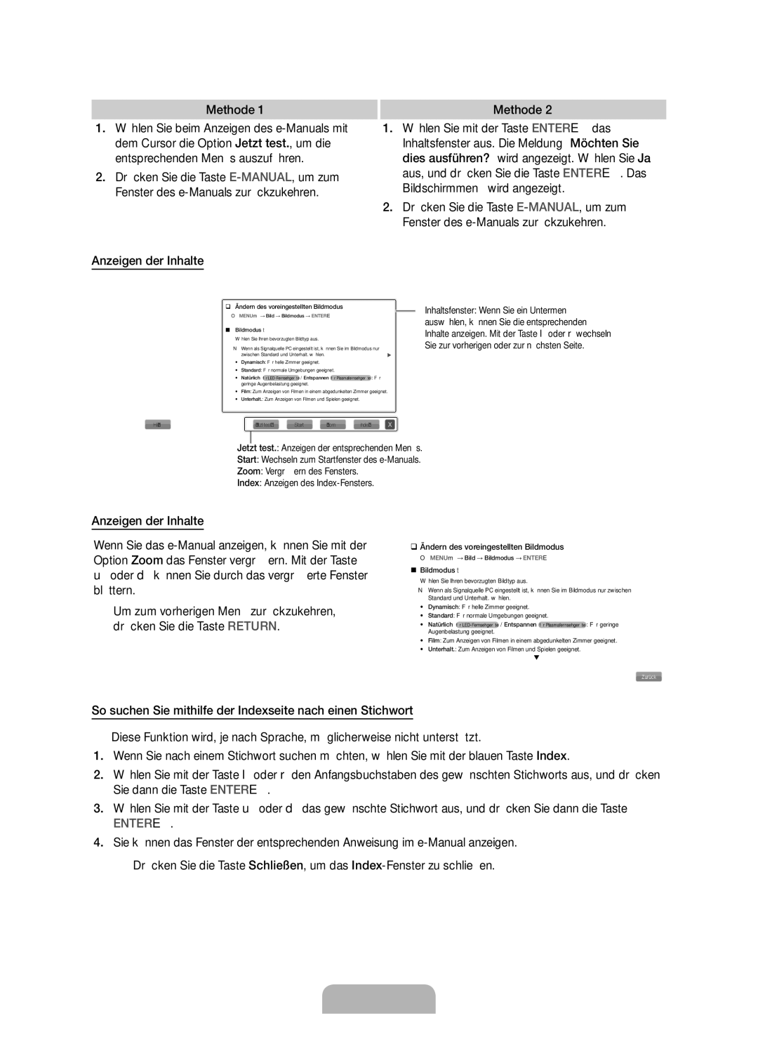 Samsung UE40D6770WSXZG, UE46D6770WSXZG, UE37D6770WSXZG, UE32D6770WSXZG, UE55D6770WSXZG manual Anzeigen der Inhalte Methode 