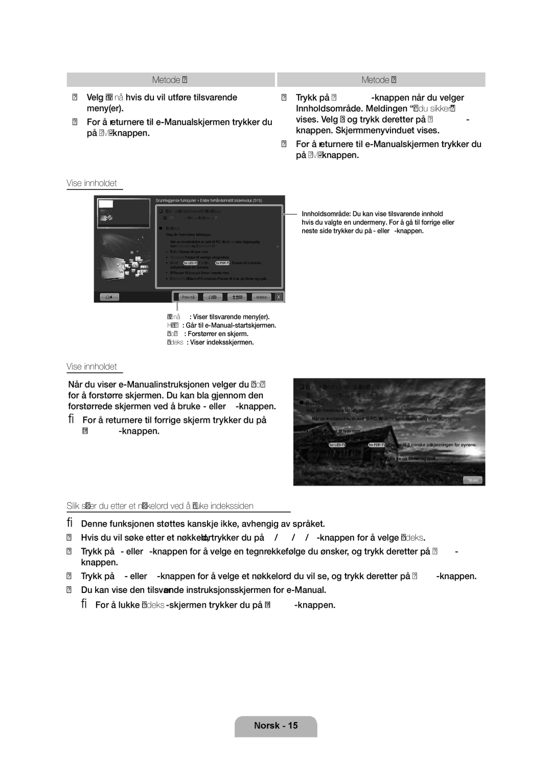 Samsung UE46D7005LUXXE, UE55D7005LUXXE manual ‰‰Endre forhåndsinnstilt bildemodus, ‰‰ Endre forhåndsinnstilt bildemodus 