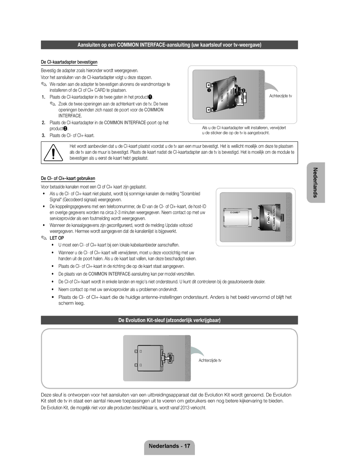 Samsung UE46ES7000SXXC, UE46D7090LSXZG, UE55ES7000SXXH De Evolution Kit-sleuf afzonderlijk verkrijgbaar, Achterzijde tv 