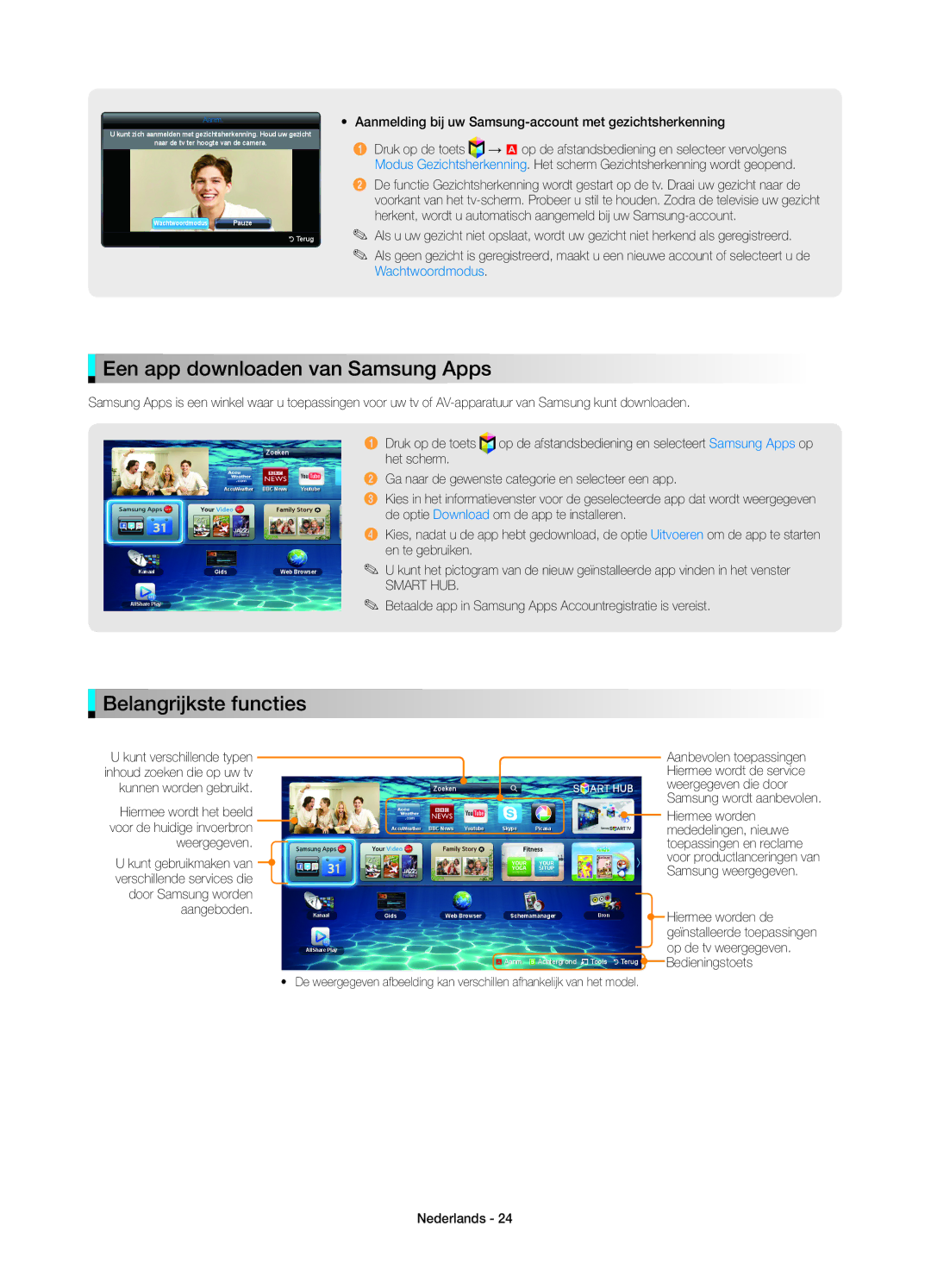 Samsung UE55D7090LSXZG, UE46D7090LSXZG manual Een app downloaden van Samsung Apps, Belangrijkste functies, Wachtwoordmodus 