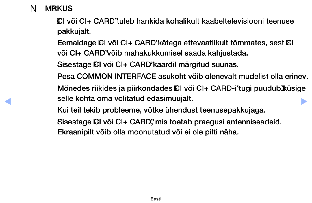 Samsung UE32EH6030WXBT, UE46EH6030WXBT, UE32EH4003WXBT, UE40EH6030WXBT manual NN Märkus 