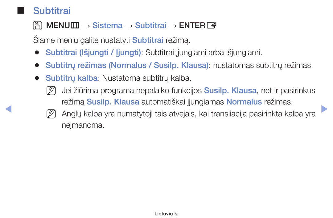 Samsung UE46EH6030WXBT, UE32EH4003WXBT, UE40EH6030WXBT, UE32EH6030WXBT manual OOMENUm → Sistema → Subtitrai → Entere 