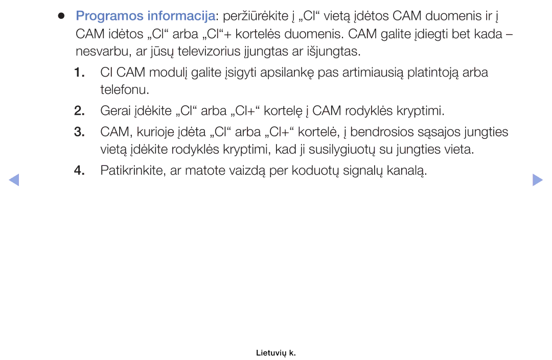 Samsung UE32EH6030WXBT, UE46EH6030WXBT, UE32EH4003WXBT, UE40EH6030WXBT manual Lietuvių k 