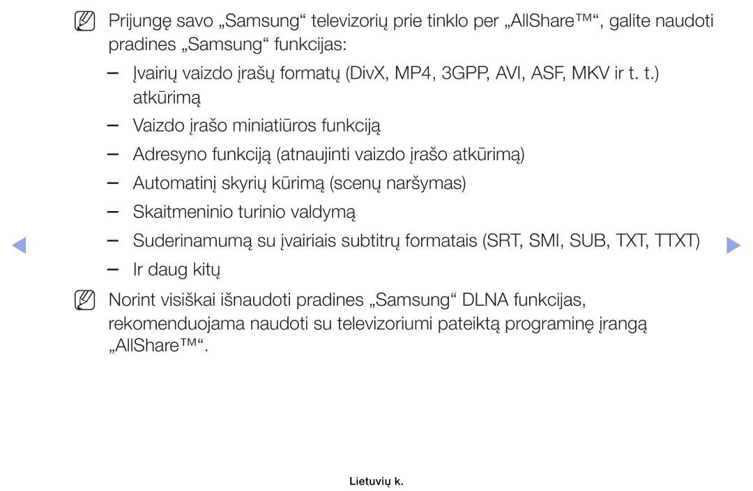 Samsung UE32EH6030WXBT, UE46EH6030WXBT, UE32EH4003WXBT, UE40EH6030WXBT manual Lietuvių k 