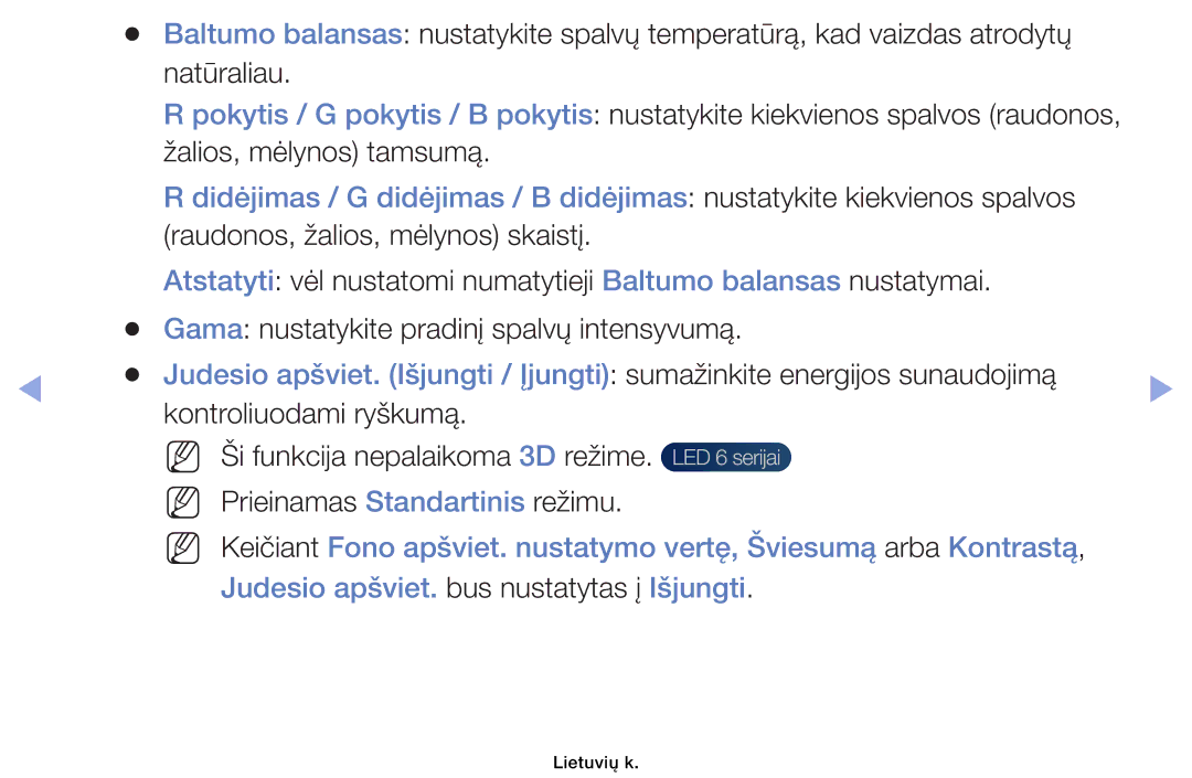 Samsung UE32EH6030WXBT, UE46EH6030WXBT, UE32EH4003WXBT, UE40EH6030WXBT manual Kontroliuodami ryškumą 