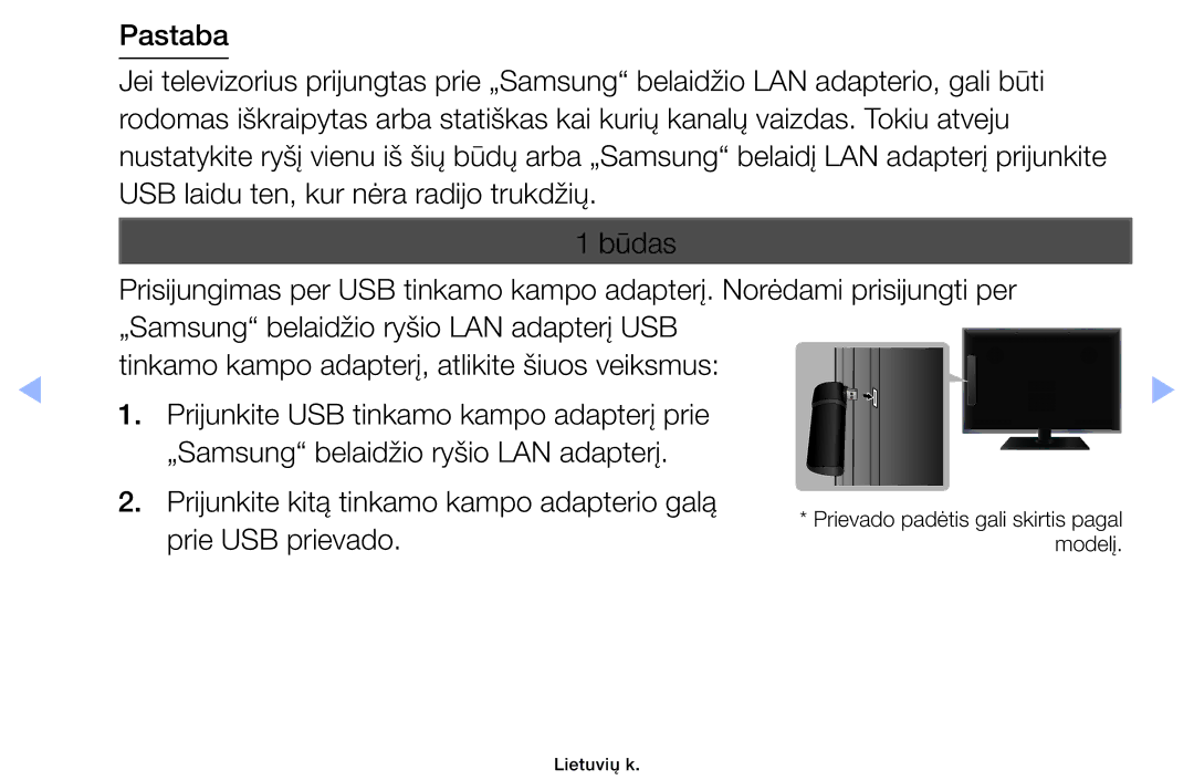 Samsung UE46EH6030WXBT, UE32EH4003WXBT, UE40EH6030WXBT, UE32EH6030WXBT manual Prie USB prievado 