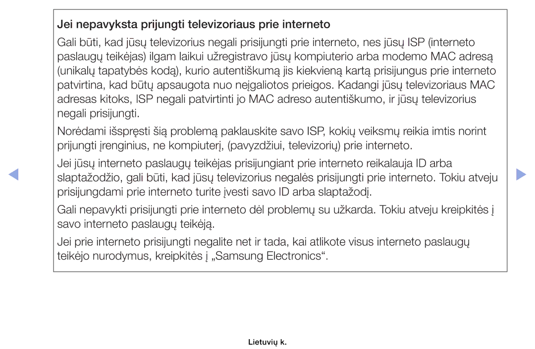 Samsung UE40EH6030WXBT, UE46EH6030WXBT, UE32EH4003WXBT, UE32EH6030WXBT manual Lietuvių k 