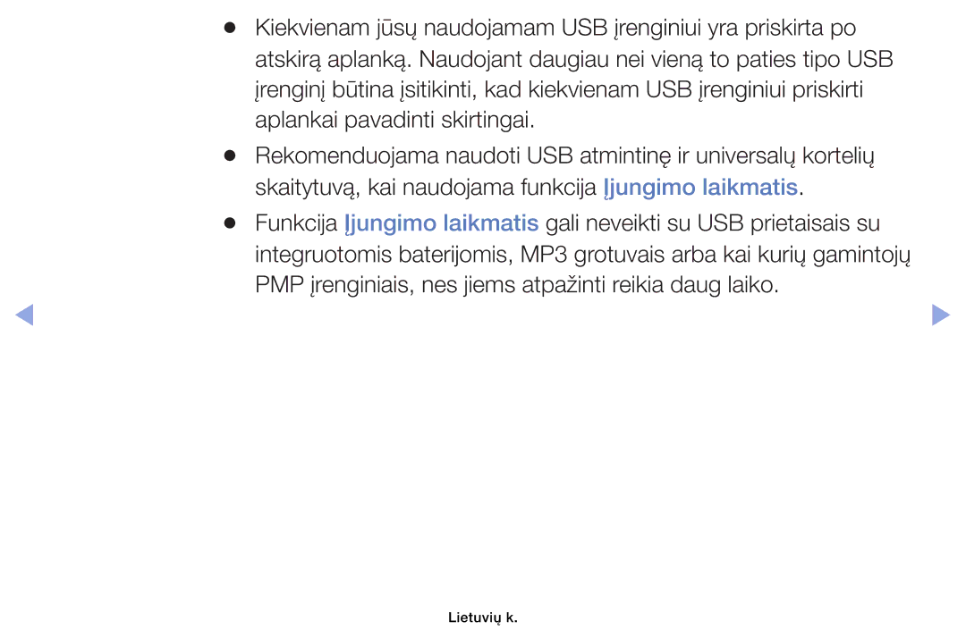 Samsung UE32EH4003WXBT, UE46EH6030WXBT, UE40EH6030WXBT, UE32EH6030WXBT manual Lietuvių k 