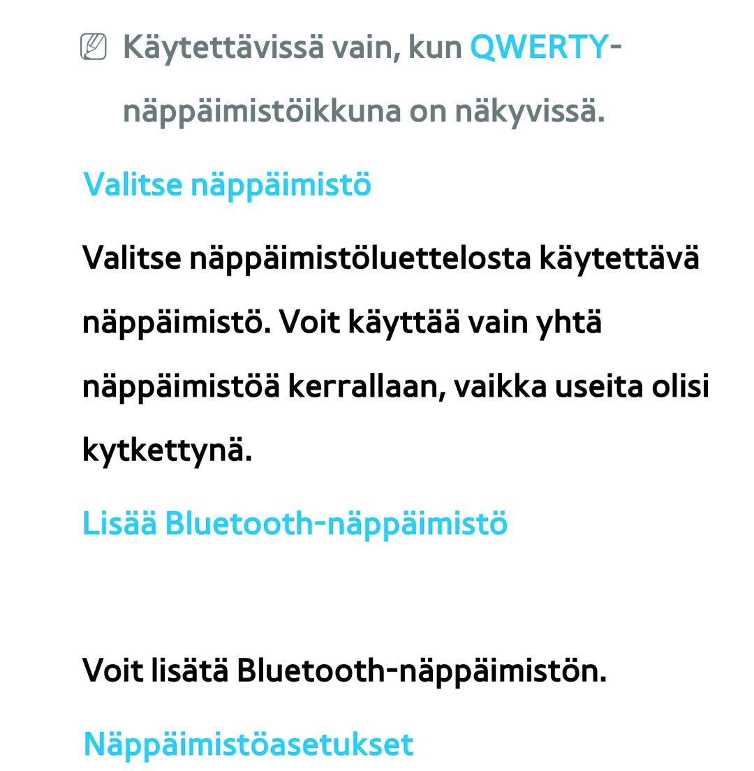 Samsung UE32ES5705SXXE, UE46ES6305UXXE, UE32ES6545UXXE, UE22ES5415WXXE manual Valitse näppäimistö, Lisää Bluetooth-näppäimistö 
