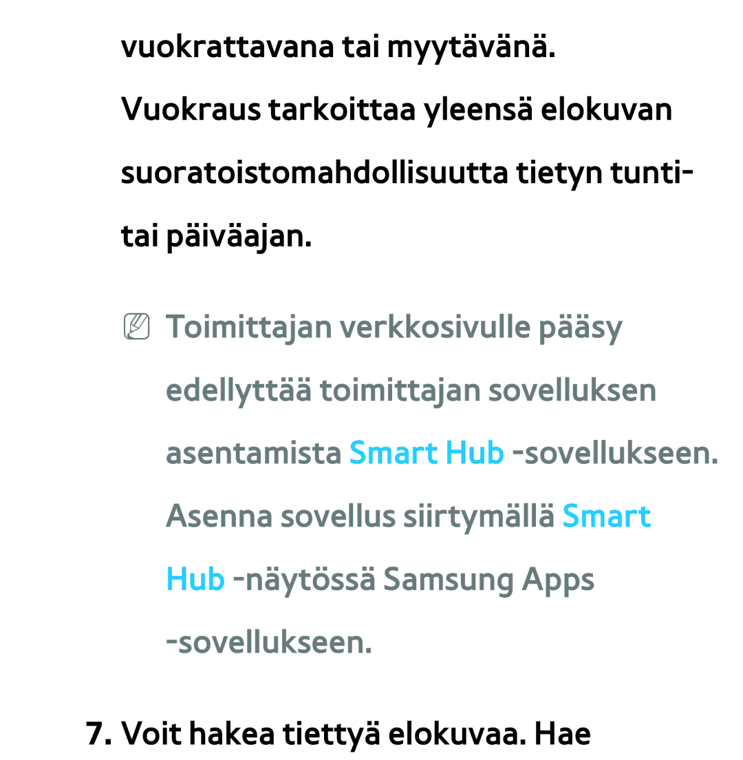 Samsung UE40ES6545UXXE, UE46ES6305UXXE, UE32ES6545UXXE, UE22ES5415WXXE, UE46ES6715UXXE manual Voit hakea tiettyä elokuvaa. Hae 