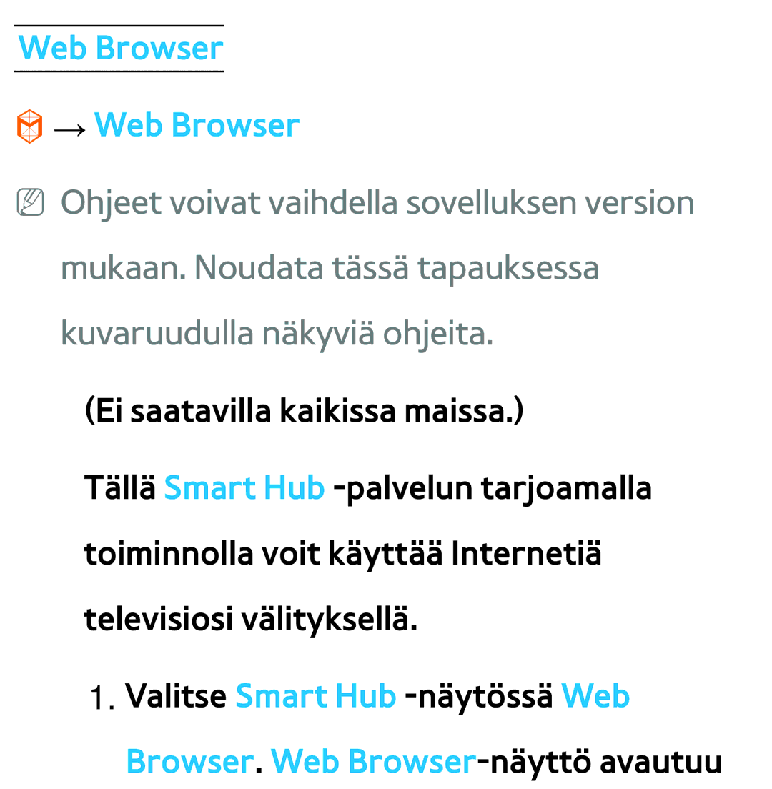 Samsung UE46EH6035KXXE, UE46ES6305UXXE, UE32ES6545UXXE, UE22ES5415WXXE, UE46ES6715UXXE manual Web Browser → Web Browser 