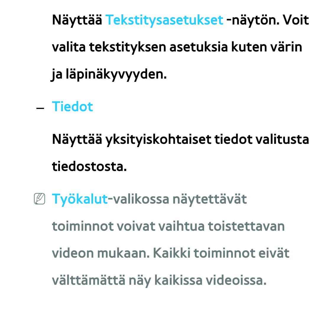 Samsung UE50ES5705SXXE, UE46ES6305UXXE, UE32ES6545UXXE manual Näyttää yksityiskohtaiset tiedot valitusta tiedostosta 