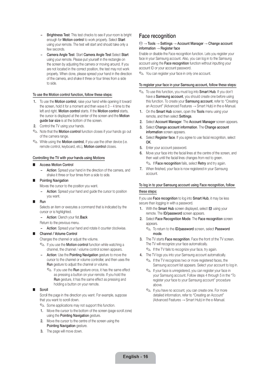 Samsung UE55ES7000SXXH, UE46ES7000SXXC, UE40ES7000SXXC, UE46ES7000SXXH, UE55ES7000SXTK, UE55ES7000SXXN manual Face recognition 