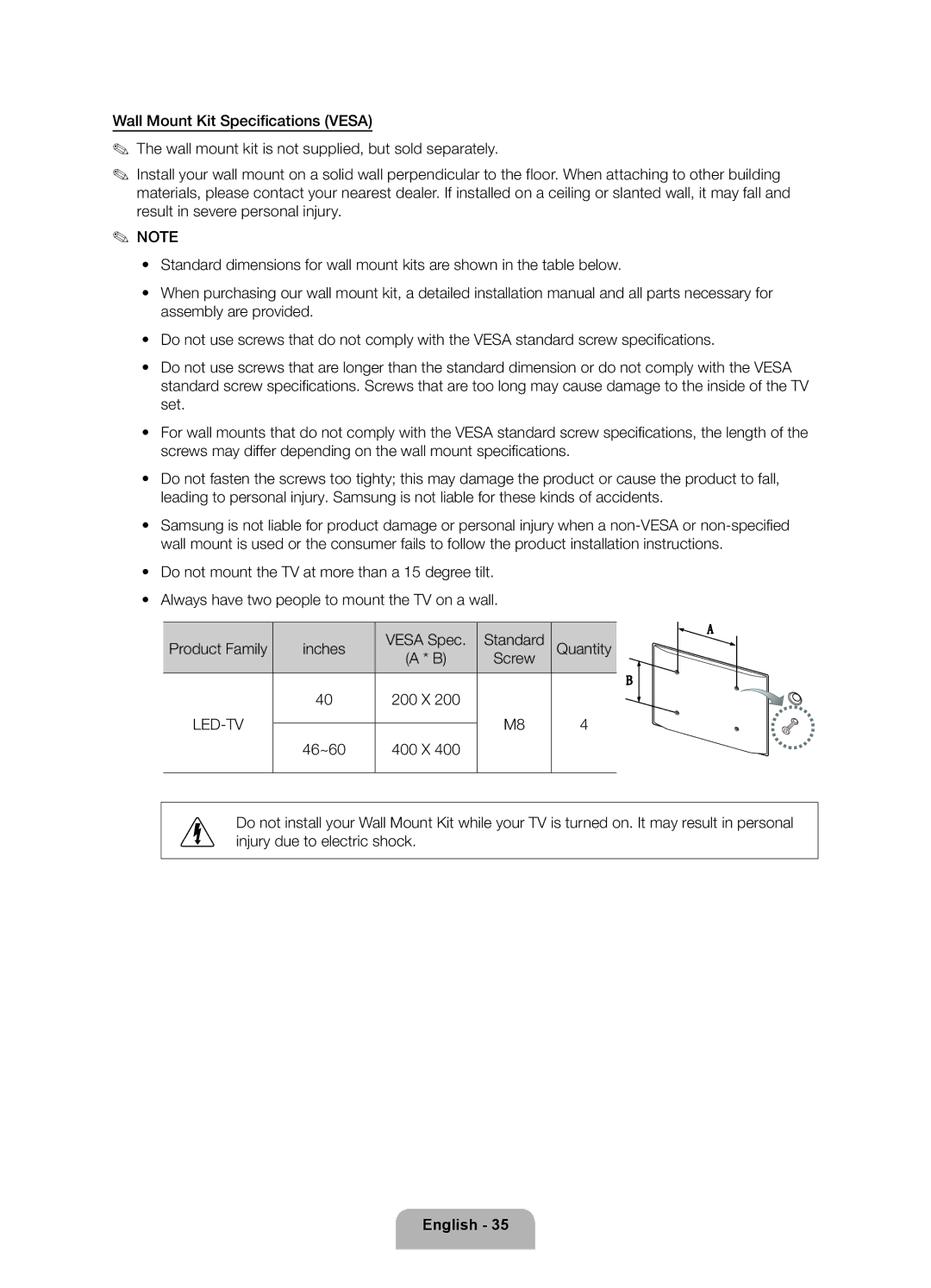 Samsung UE46ES7000UXXU manual 46~60 