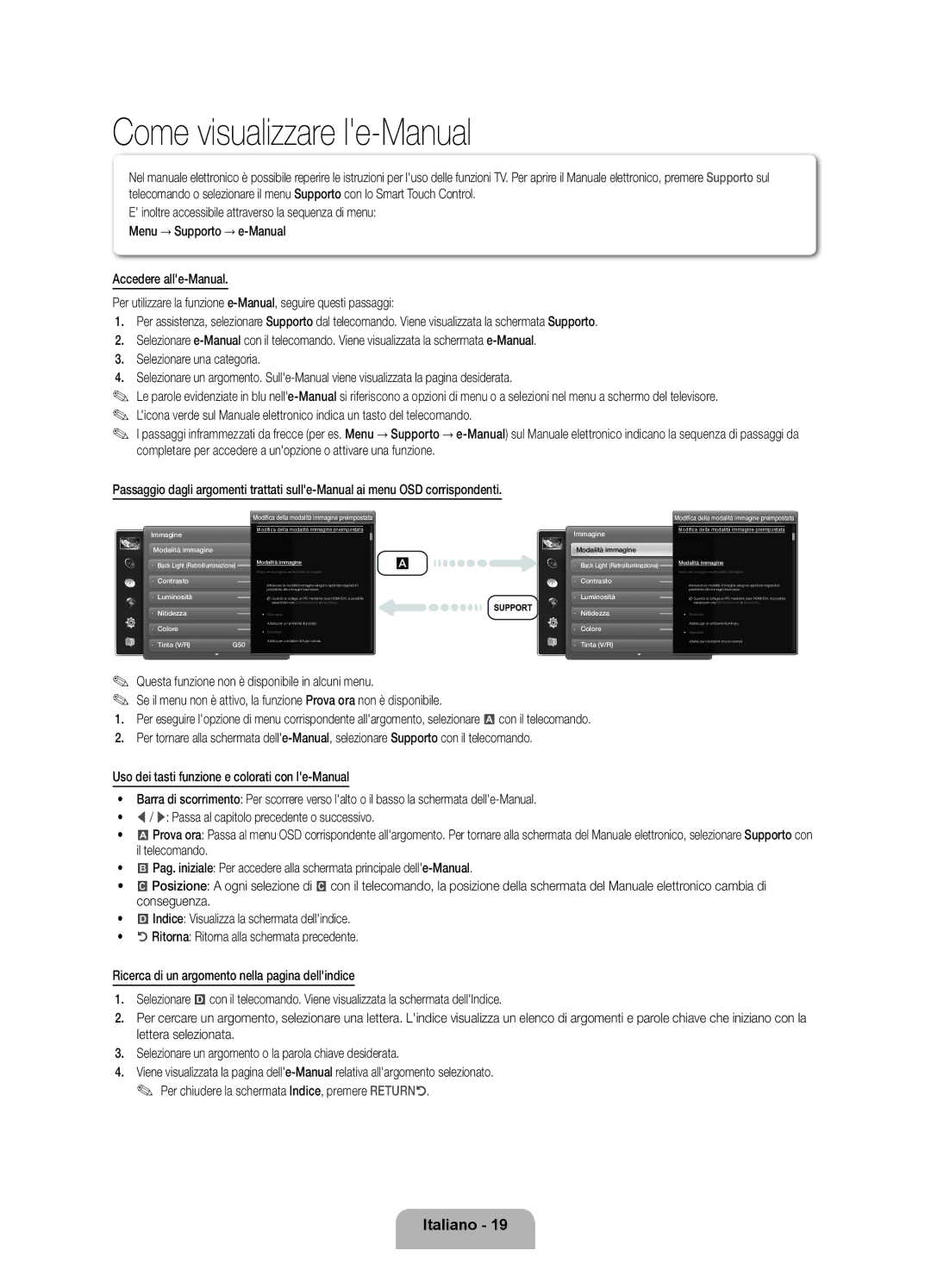 Samsung UE46ES8000QXZT, UE55ES8000QXZT, UE40ES8000QXZT manual Come visualizzare le-Manual 