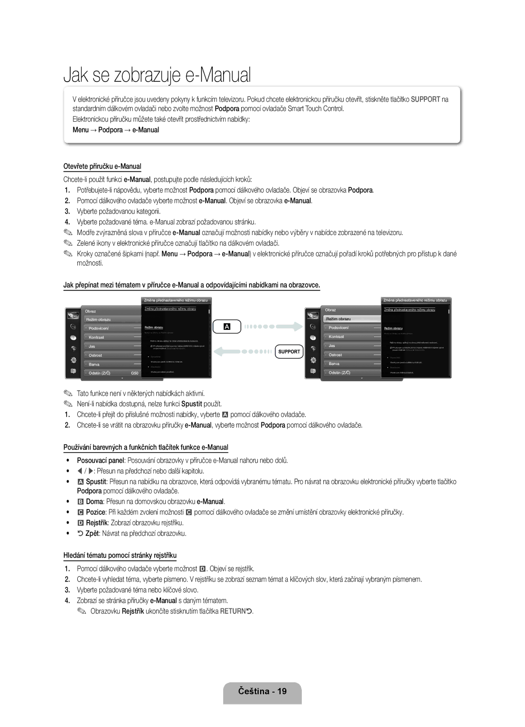 Samsung UE40ES8000SXXH, UE46ES8000SXXN, UE55ES8000SXXH, UE46ES8000SXXH, UE40ES8000SXXN manual Jak se zobrazuje e-Manual 