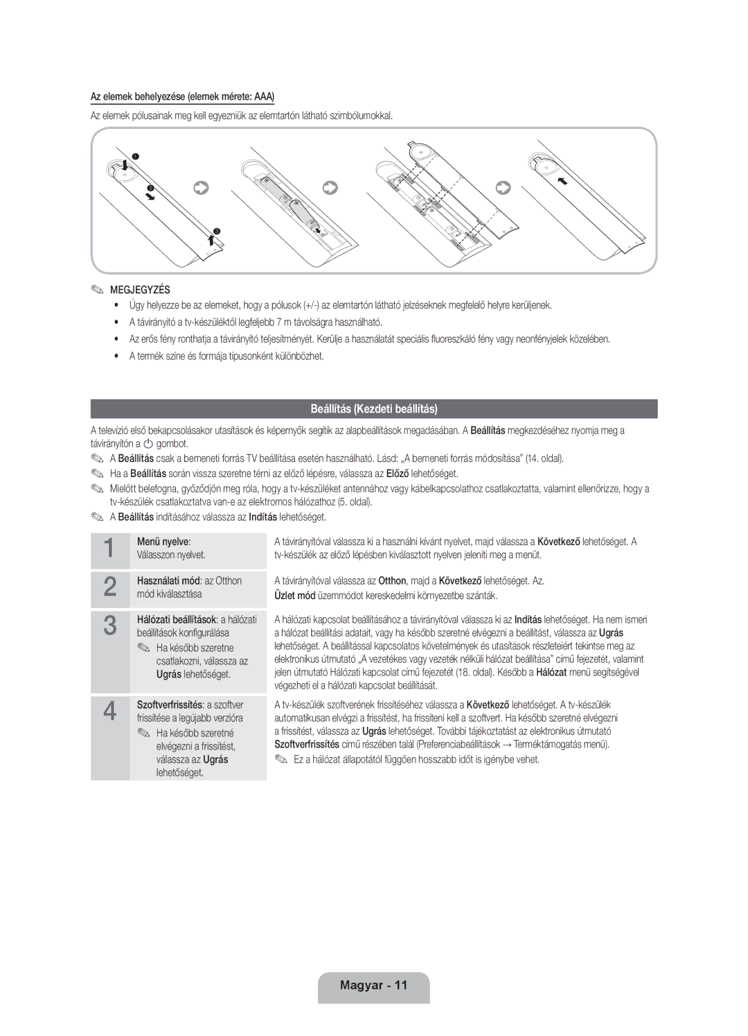 Samsung UE55ES8000SXZF manual Beállítás Kezdeti beállítás, Megjegyzés, Termék színe és formája típusonként különbözhet 