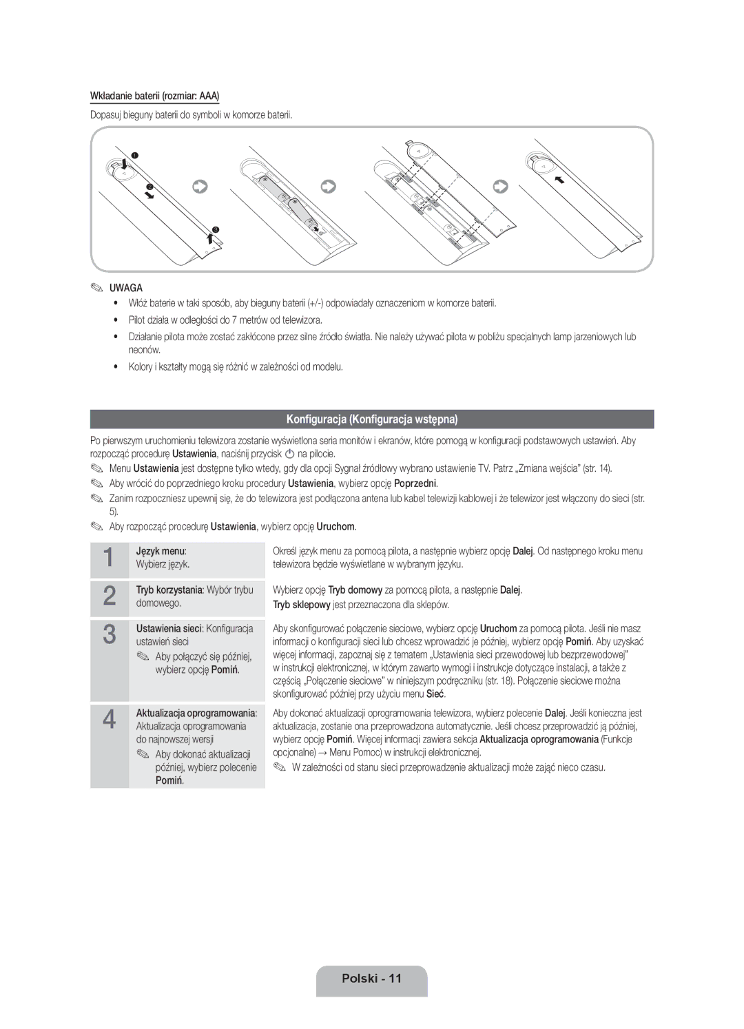 Samsung UE40ES8000SXXN manual Konfiguracja Konfiguracja wstępna, Uwaga, Domowego, Ustawień sieci, Do najnowszej wersji 