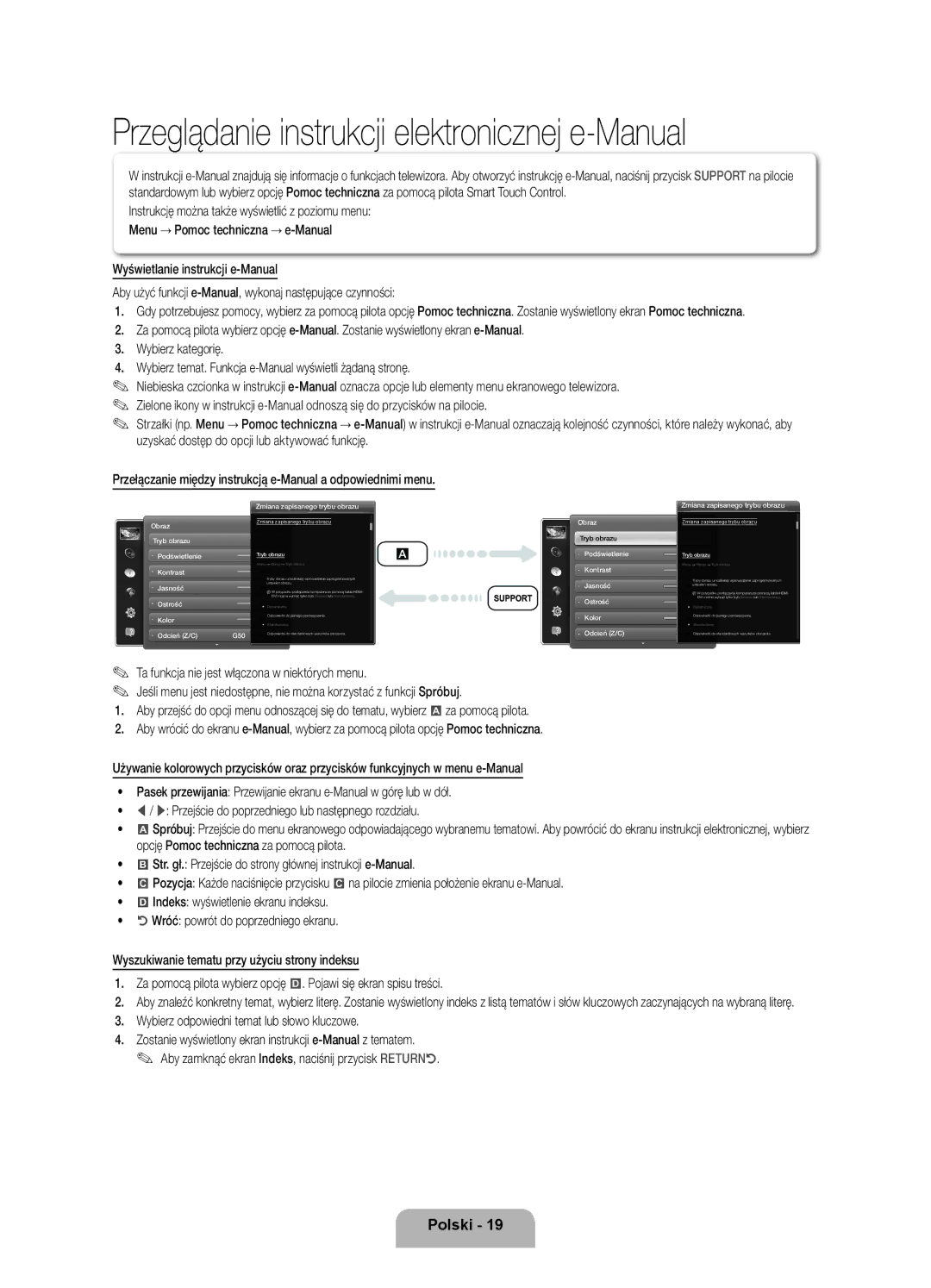 Samsung UE46ES8000SXXH, UE46ES8000SXXN, UE55ES8000SXXH, UE40ES8000SXXN manual Przeglądanie instrukcji elektronicznej e-Manual 