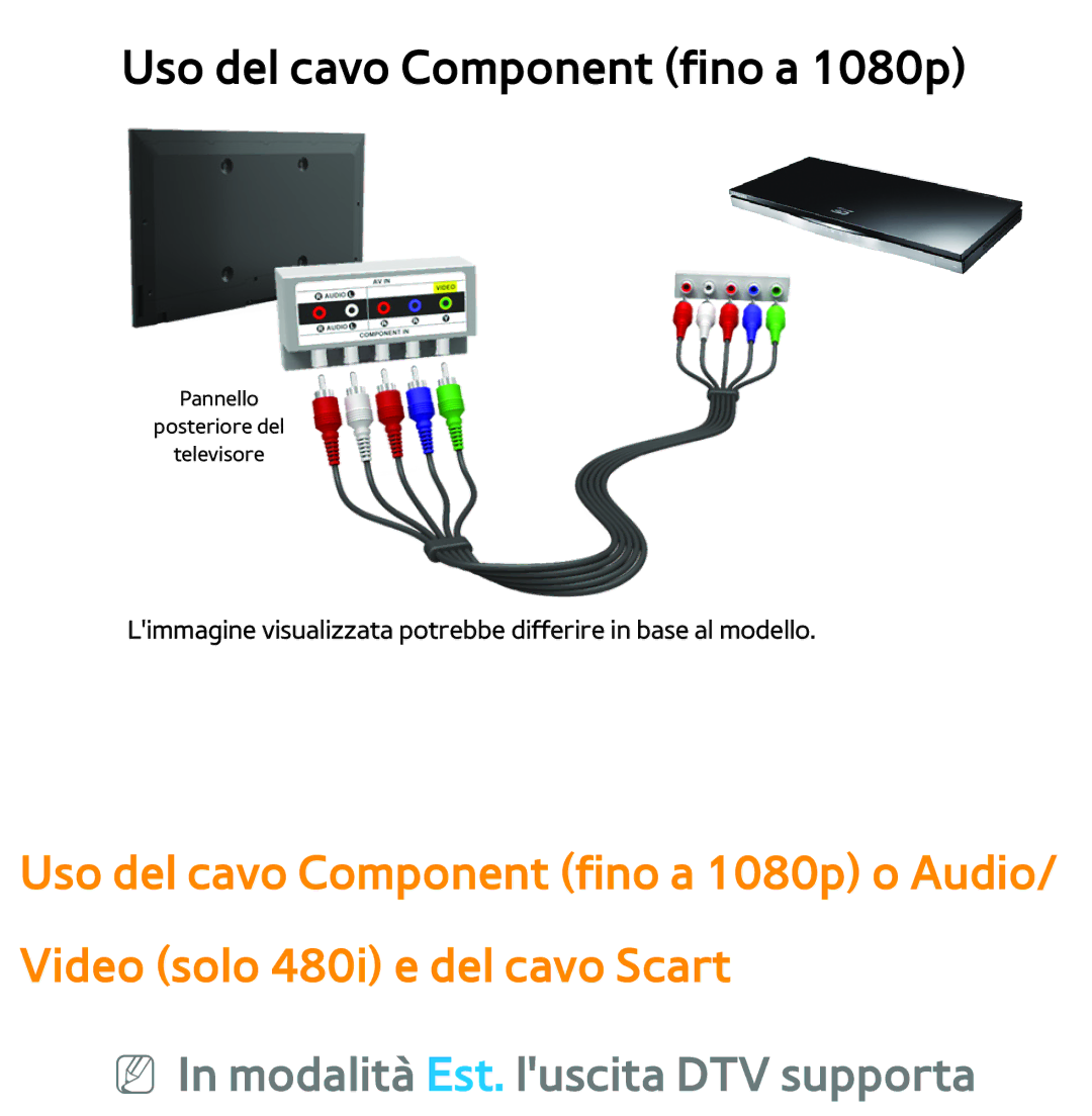 Samsung UE46ES7000QXZT, UE46ES8000SXXN manual Uso del cavo Component fino a 1080p, NN In modalità Est. luscita DTV supporta 