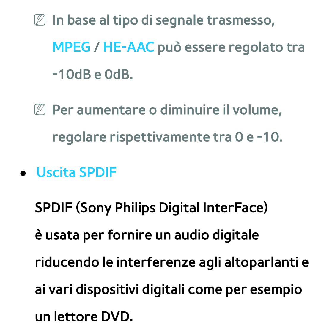 Samsung UE55ES7000SXXN, UE46ES8000SXXN, UE55ES8000SXXH, UE55ES7000SXXH, UE46ES8000SXXH, UE46ES7000SXXH manual Uscita Spdif 