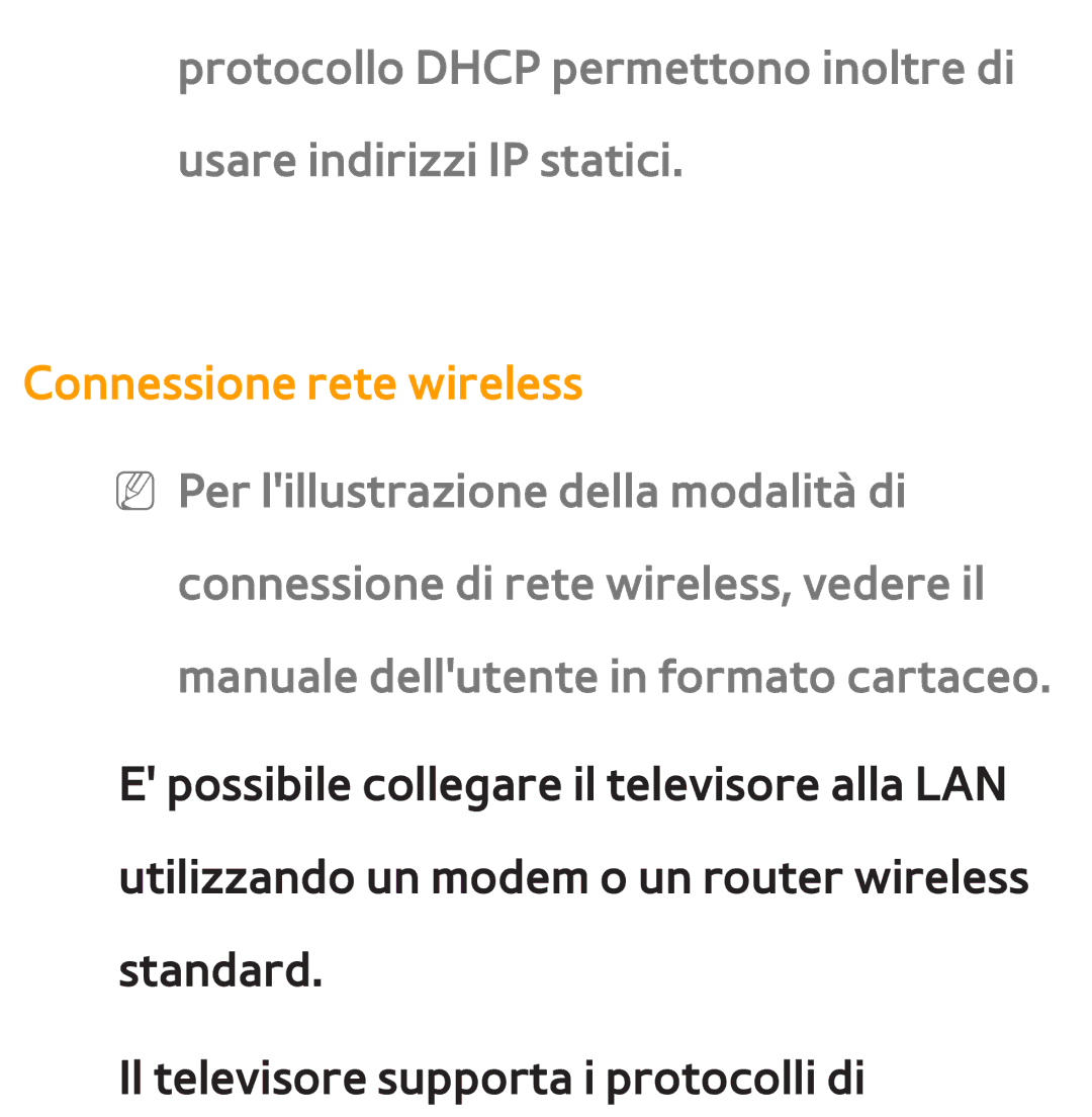 Samsung UE55ES8000SXXH, UE46ES8000SXXN, UE55ES7000SXXH, UE46ES8000SXXH, UE46ES7000SXXH manual Connessione rete wireless 