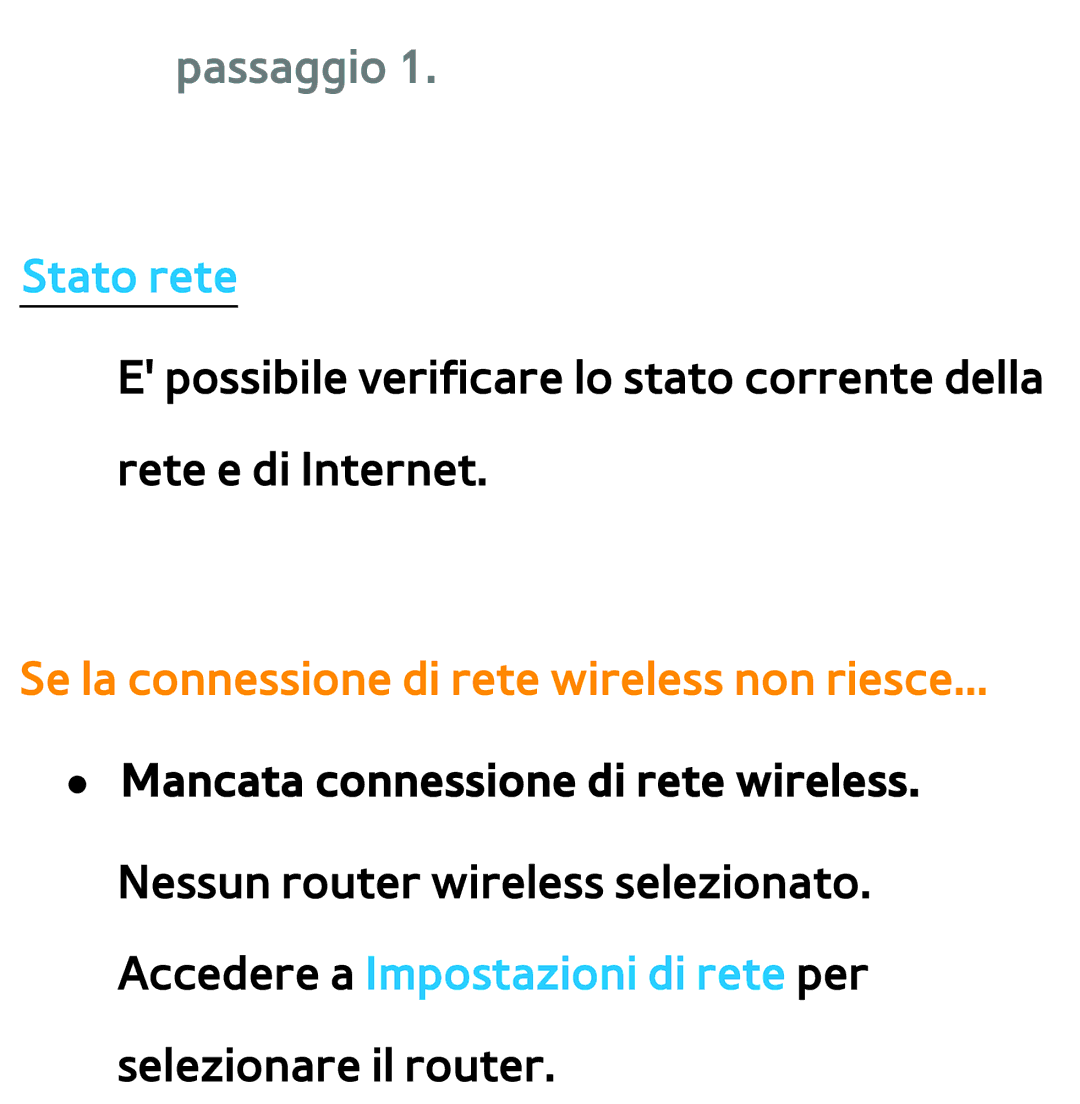 Samsung UE46ES8000QXZT, UE46ES8000SXXN, UE55ES8000SXXH manual Passaggio, Se la connessione di rete wireless non riesce 