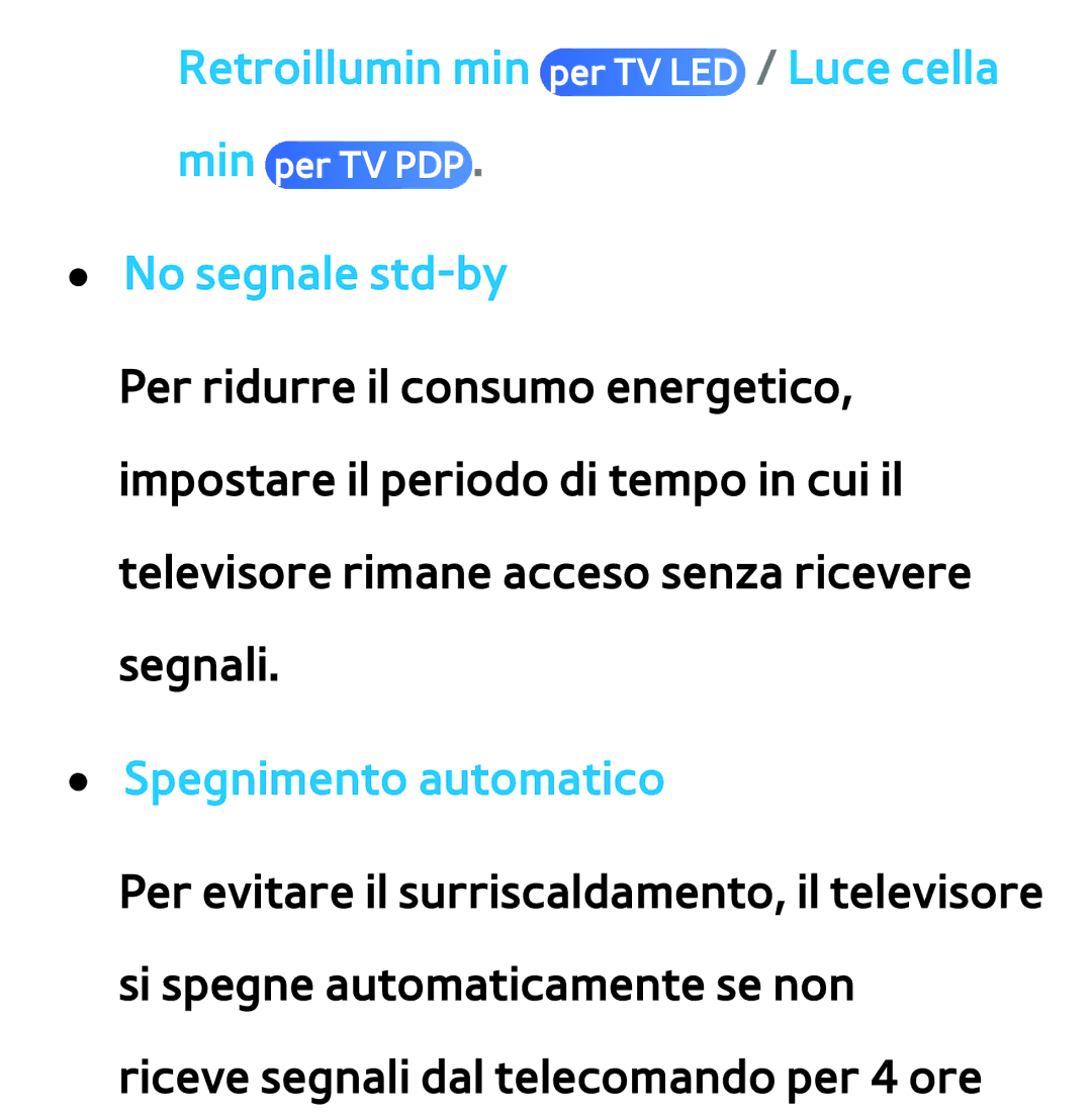 Samsung UE55ES8000QXZT, UE46ES8000SXXN, UE55ES8000SXXH, UE55ES7000SXXH manual No segnale std-by, Spegnimento automatico 