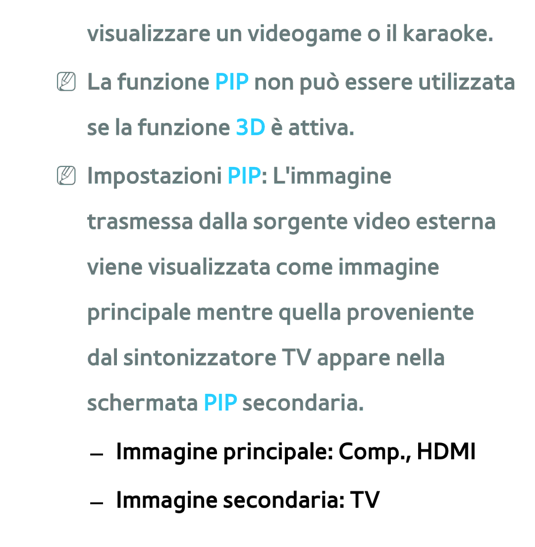 Samsung UE46ES7000SXXH, UE46ES8000SXXN, UE55ES8000SXXH manual Immagine principale Comp., Hdmi Immagine secondaria TV 