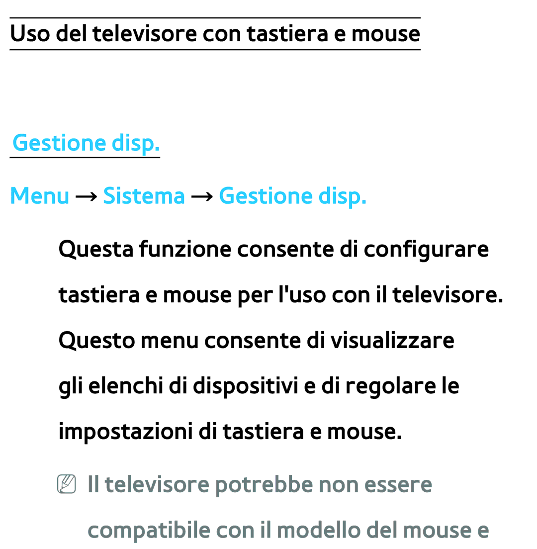 Samsung UE55ES7000SXXN, UE46ES8000SXXN, UE55ES8000SXXH, UE55ES7000SXXH manual Gestione disp Menu → Sistema → Gestione disp 